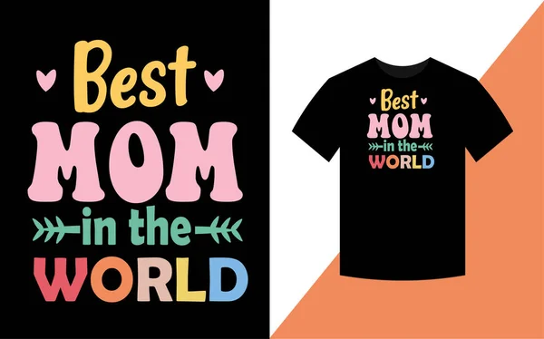 世界で最高のお母さん 母の日最高のレトロなグルービーTシャツのデザイン — ストック写真