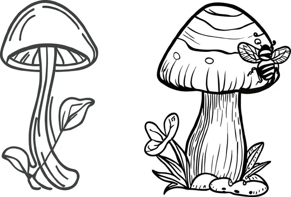 Desenho Página Coloração Cogumelos Para Crianças — Fotografia de Stock