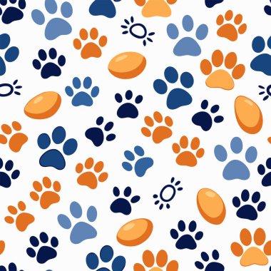 Print Playful Paw Print Seamless Pattern Colorful Animal Paw Prints for Backgrounds Textiles and Resource clipart