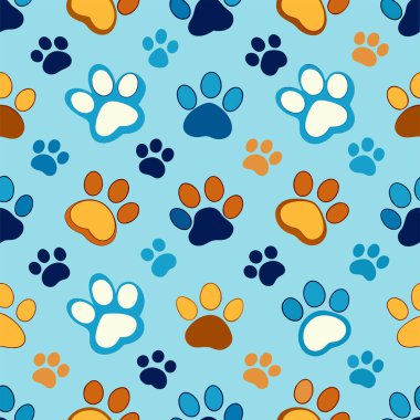 Print Playful Paw Print Seamless Pattern Colorful Animal Paw Prints for Backgrounds Textiles and Resource clipart