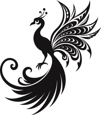 Phoenix Siluet Tasarım Vektörü İllüstrasyon Tasarımı 