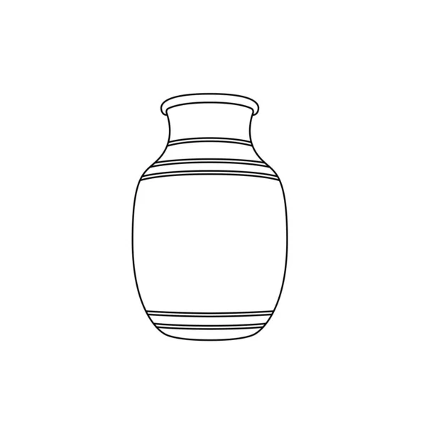 Clay Jar Kontur Ikon Illustration Vit Bakgrund — Stock vektor