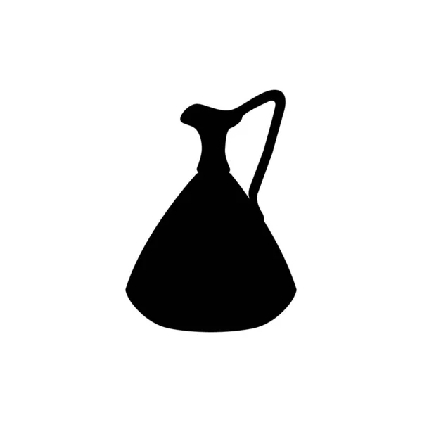 Clay Water Jug Silhouette Black White Icon Design Elements Isolated — Stock Vector