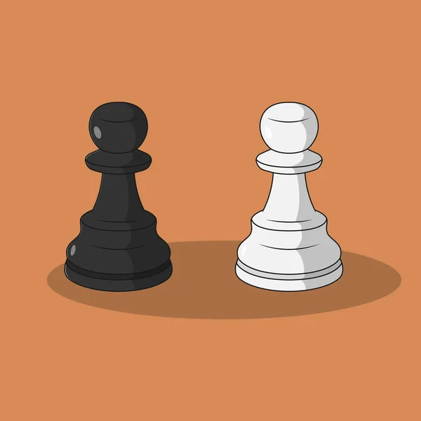 Schachfigur Schwarz Weiß Vektorsymbol Illustration Flacher Stil Auf Orangefarbenem Hintergrund — Stockvektor