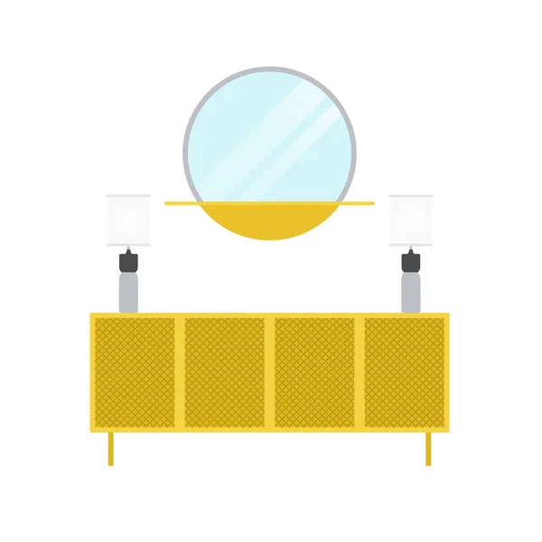 Runder Spiegel Und Minimalistische Flache Abbildung Clean Icon Design Element — Stockvektor