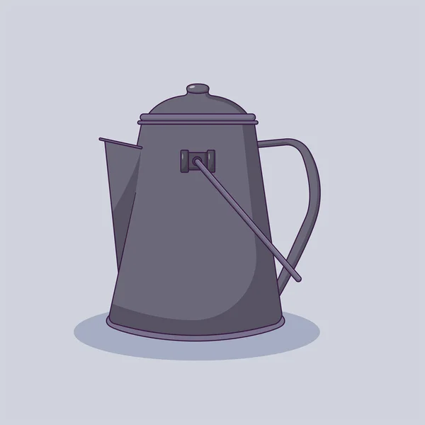 Иллюстрация Векторной Иконы Чайника Кухонная Посуда Vector Плоский Стиль Мультфильма — стоковый вектор
