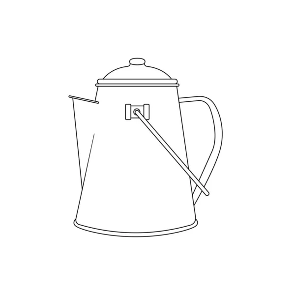 Wasserkocher Umriss Icon Illustration Auf Weißem Hintergrund — Stockvektor