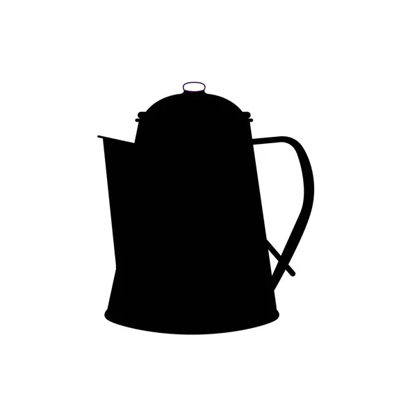 Силуэт Чайника Черно Белые Элементы Дизайна Икон Изолированном Белом Фоне — стоковый вектор