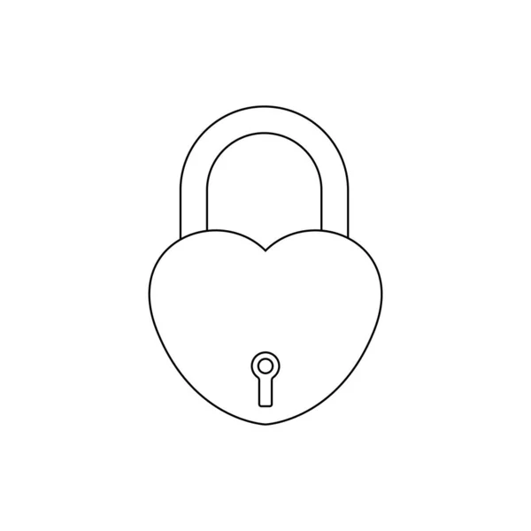Love Lock Outline Icon Illustration White Background — Stock Vector
