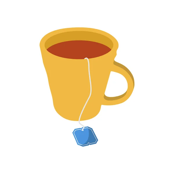 Чашка Плоской Чайной Иллюстрации Элемент Дизайна Чистой Иконы Изолированном Белом — стоковый вектор