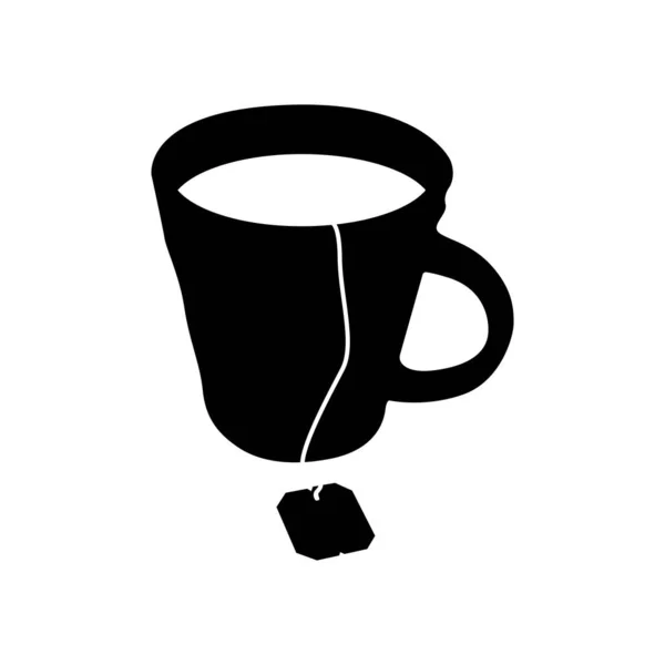 ティーシルエットのカップ 白と黒のアイコンのデザイン要素を分離白の背景に — ストックベクタ
