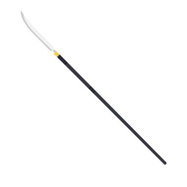 Naginata Düz Çizim. İzole edilmiş Beyaz Arkaplanda Temiz Simge Tasarım Elemanı