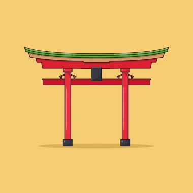 Torii Kapı Vektör Simgesi İllüstrasyonu. Japon Kültür Vektörü. Web İniş Sayfası, Bayrak, Flyer, Etiket, Duvar Kağıdı, Arkaplan İçin Düz Çizgi Film Biçimi