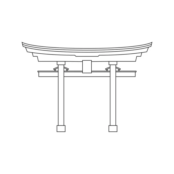 Torii Gate Outline Icon Illustration White Background — Stock Vector