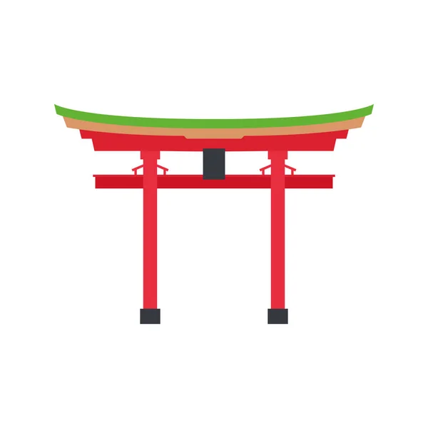 Torii Gate Flat Illustration Icona Pulita Elemento Design Sfondo Bianco — Vettoriale Stock
