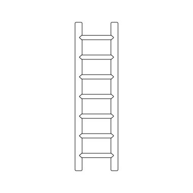 Tahta Merdiven Ana Hattı İzole Beyaz Arkaplan Simgesi