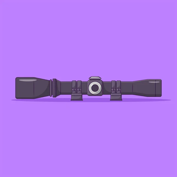 Tactical Scope Vector Icon Illustration Rifle Attachment Tool Binocular Flat — Stockvektor