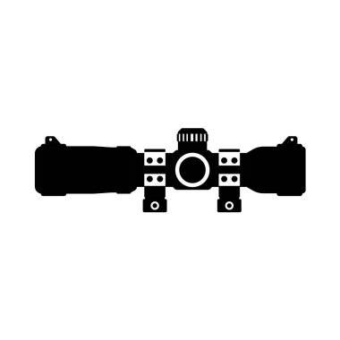 Tactical Scope Silhouette. Black and White Icon Design Element on Isolated White Background