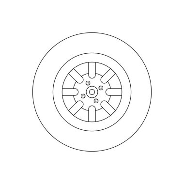Wheel Outline Icon Illustration on Isolated White Background