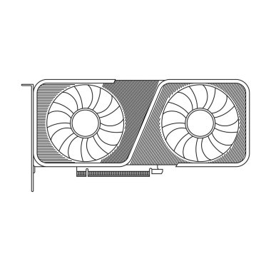 VGA Graphic Card Outline Icon Illustration on Isolated White Background