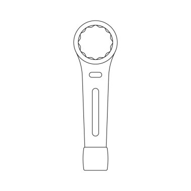 Wrench Outline Icon Illustration on Isolated White Background