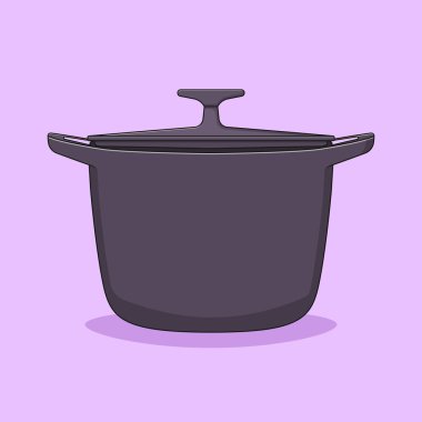 Cooking Pot Vector Icon Illustration with Outline for Design Element, Clip Art, Web, Landing page, Sticker, Banner. Flat Cartoon Style