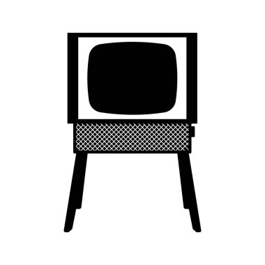Retro TV Silhouette. Black and White Icon Design Element on Isolated White Background