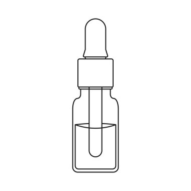 Serum Şişesi Taslak Simgesi İzole Beyaz Arkaplan Güzellik, Salon, Sağlık Hizmeti İçin Uygun