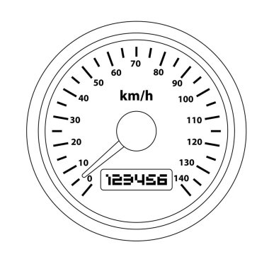 Speedometer Outline Icon Illustration on Isolated White Background