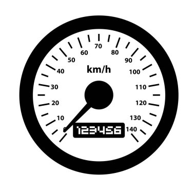 Speedometer Silhouette. Black and White Icon Design Element on Isolated White Background