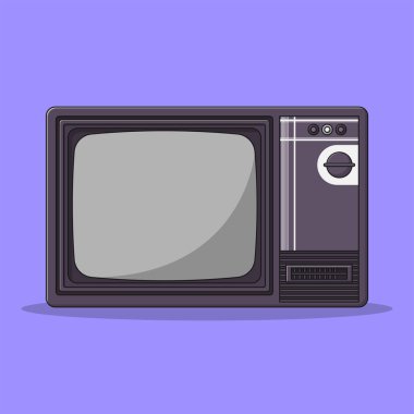 Retro TV Vector Icon Illustration with Outline for Design Element, Clip Art, Web, Landing page, Sticker, Banner. Flat Cartoon Style