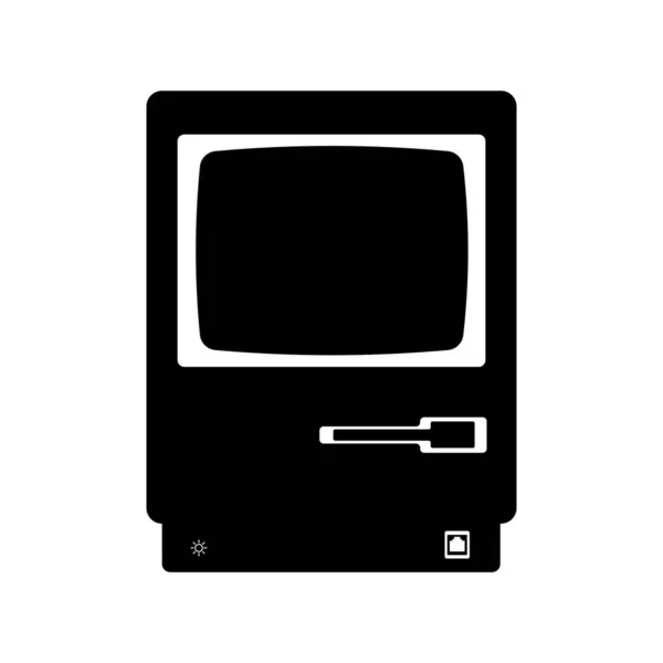 Crt Monitor Silhouette Black White Icon Design Element Isolated White — Vettoriale Stock