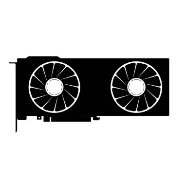 VGA Graphic Card Silhouette. Black and White Icon Design Element on Isolated White Background