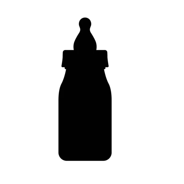 Дитяча Пляшка Молока Силует Чорно Біла Ікона Дизайн Елемент Ізольованому — стоковий вектор