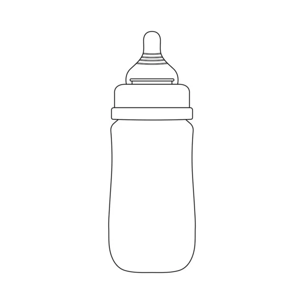 Baby Milk Bottle Outline Icon Illustratie Geïsoleerde Witte Achtergrond — Stockvector