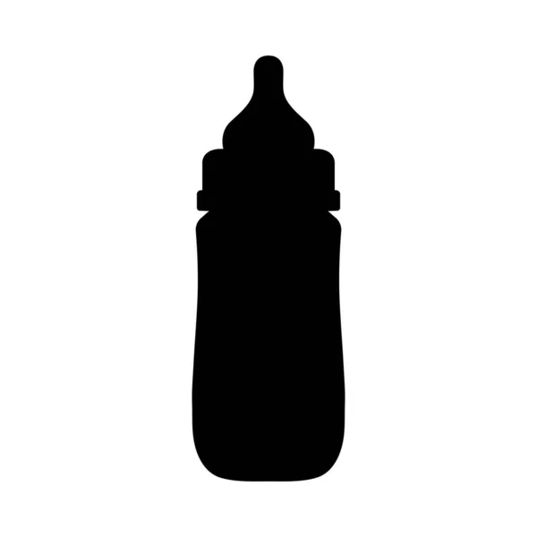 Baby Milk Bottle Silhouet Zwart Wit Pictogram Ontwerp Element Geïsoleerde — Stockvector
