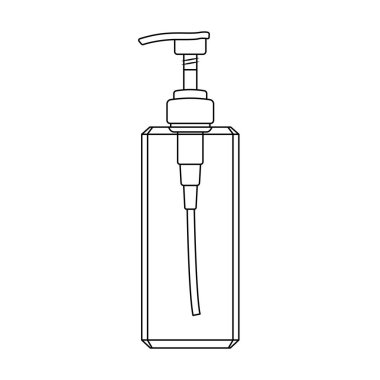 Şampuan Şişesi Taslak Simgesi İzole Beyaz Arkaplan Temizlik, Sağlık Hizmetleri, Saç Hijyen Simgesi