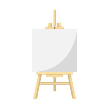 Tahta Easel ve Boş Tablo Çizimi. İzole edilmiş Beyaz Arkaplanda Temiz Simge Tasarım Elemanı