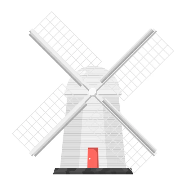 Windmolen Flat Illustration Clean Icon Design Element Geïsoleerde Witte Achtergrond — Stockvector