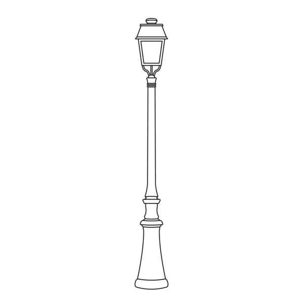 Street Lamp Post Outline Icon Illustration White Background — Stock Vector