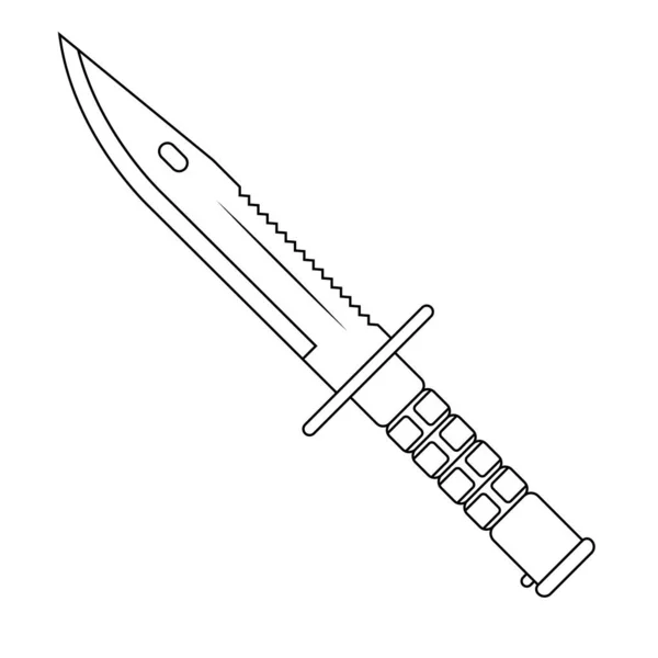 Survival Knife Outline Icon Illustratie Witte Achtergrond — Stockvector