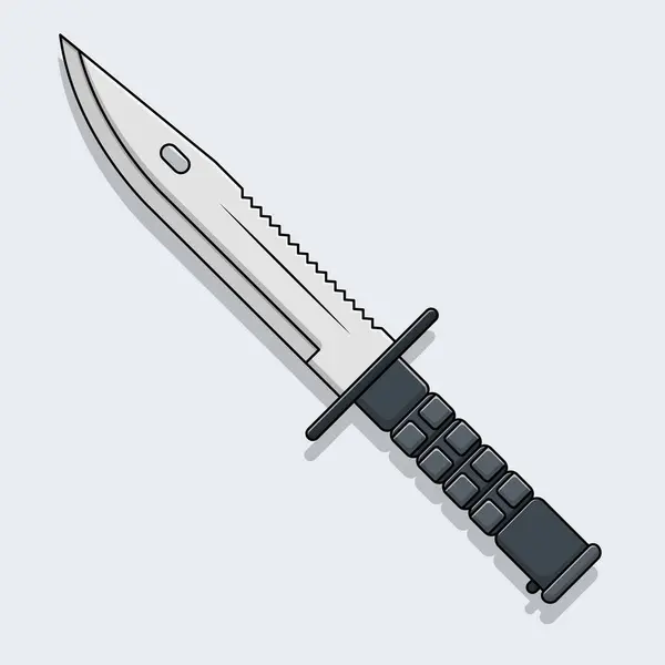 Survival Knife Vector Icon Illustration Outline Design Element Clip Art — Vector de stock