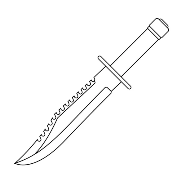 Survival Knife Outline Icon Illustration White Background — Stock Vector