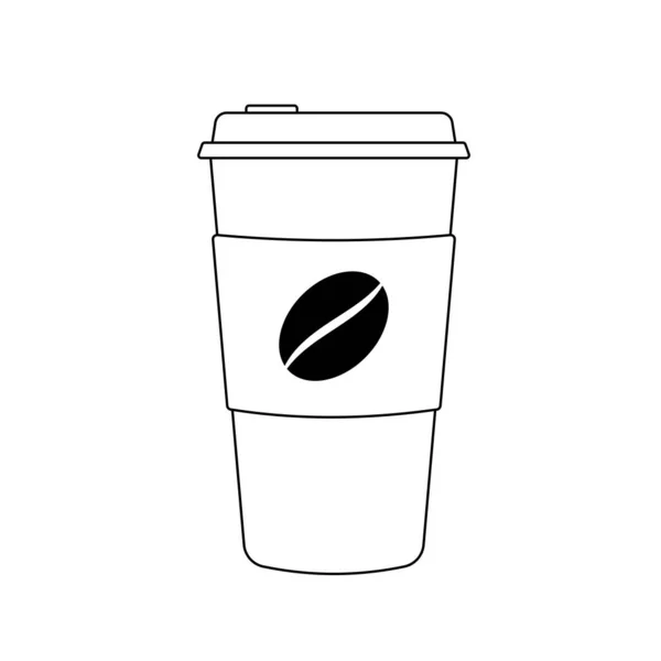 Carta Tazza Caffè Con Coperchio Outline Icona Illustrazione Sfondo Bianco — Vettoriale Stock