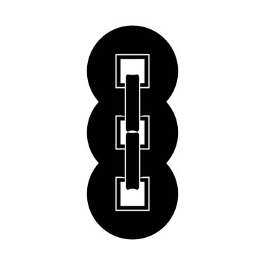 Üç şanslı Çin sikkesi silueti. İzole edilmiş Beyaz Arkaplanda Siyah ve Beyaz Simge Tasarım Elementleri