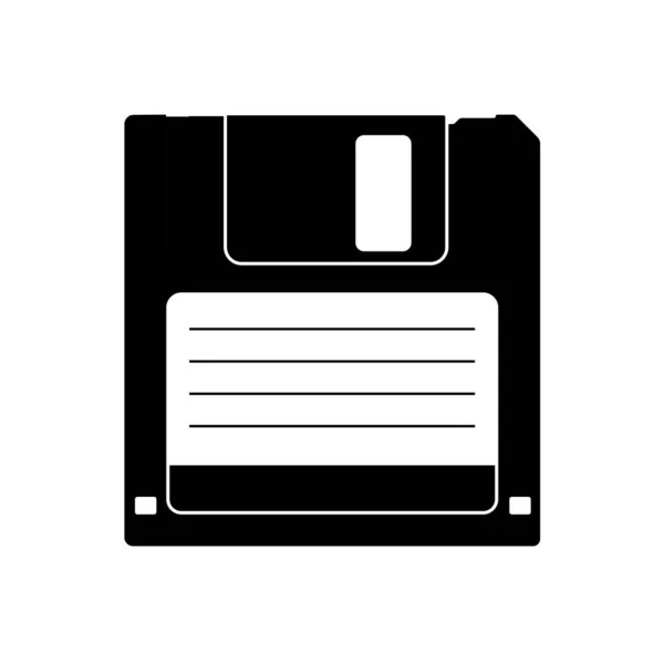 Floppy Disk Silhouette Černobílé Prvky Návrhu Ikon Izolovaném Bílém Pozadí — Stockový vektor