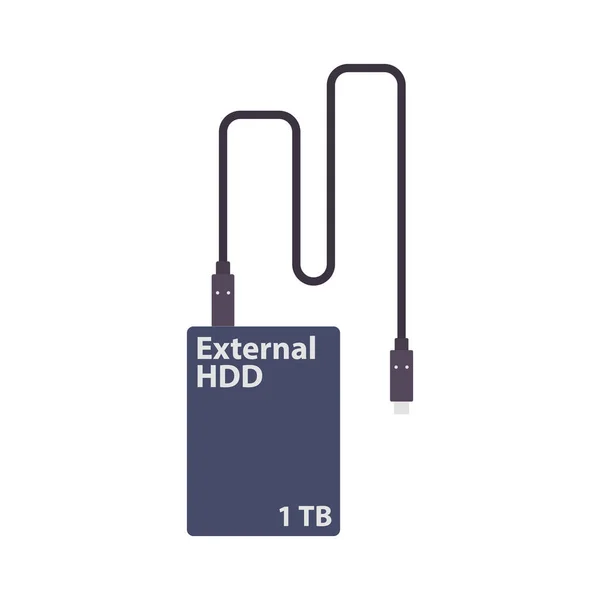 External Hard Disk Drive Flat Illustration Clean Icon Design Element — Stock Vector