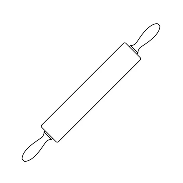 Rolling Pin Outline Icon Illustration White Background — Stock Vector