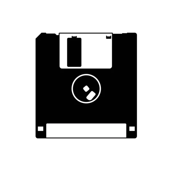 Floppy Disk Silhouette Černobílé Prvky Návrhu Ikon Izolovaném Bílém Pozadí — Stockový vektor