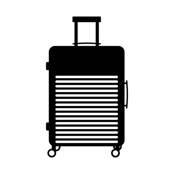 スーツケース シルエット 隔離された白い背景の黒と白のアイコンのデザイン要素 — ストックベクタ